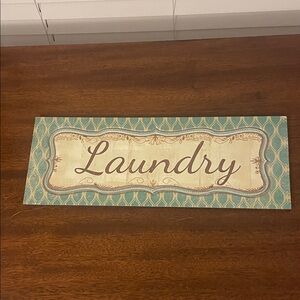 Vintage Laundry Sign - Teal and Cream